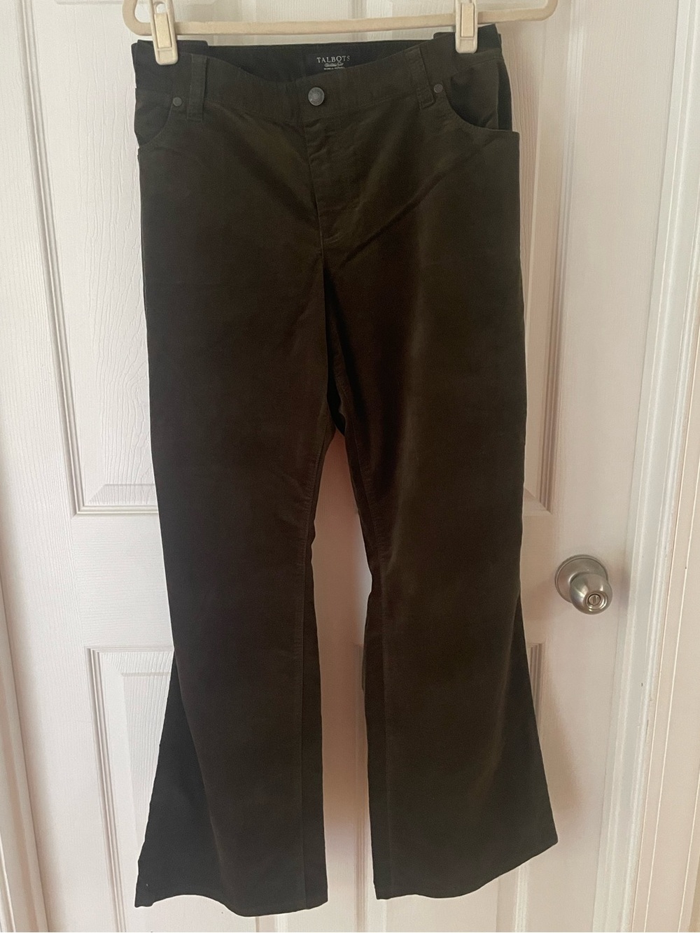 Talbots Dark Olive Velvet Bootcut Pants